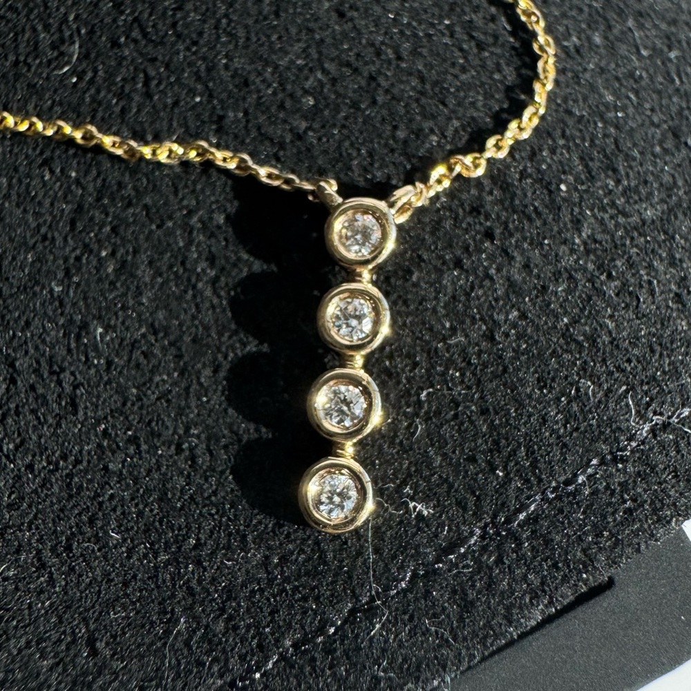 Dana Rebecca Designs Gold Four-Diamond Vertical Pendant Necklace